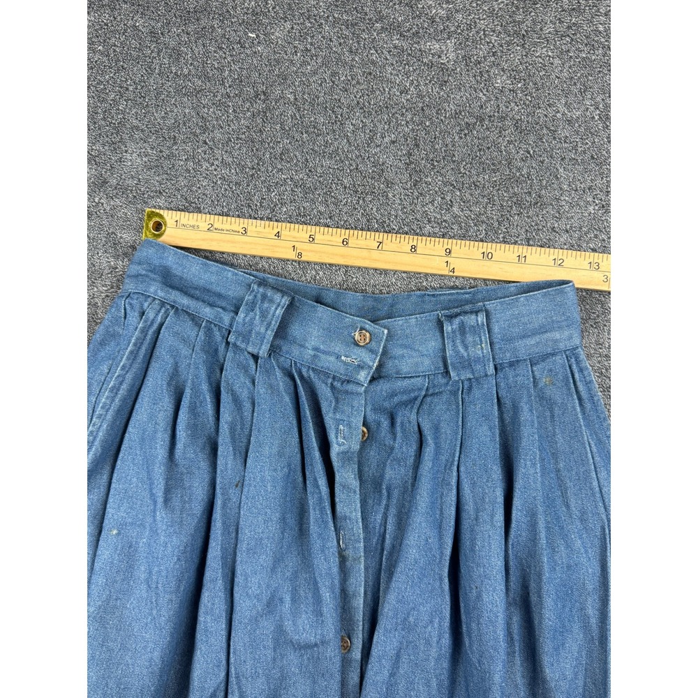 Vintage Charter Club Denim Maxi Skirt Blue Pleated Button Front Cotton Sze 4 Y2K - Picture 10 of 11